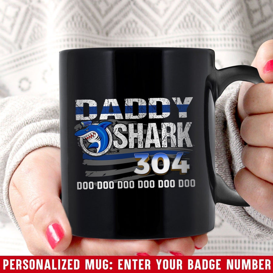 Mugs Black / 11oz Personalized Mug - Police Daddy Shark