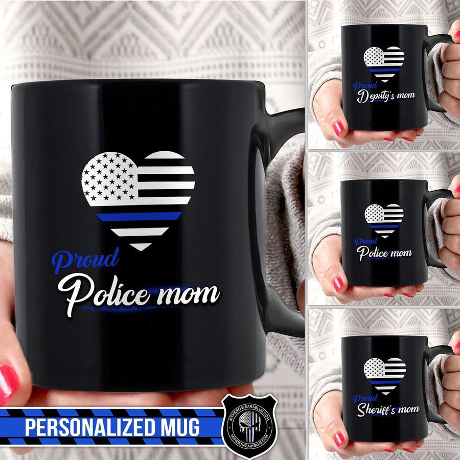 Mugs Black / 11oz Personalized Mug - Proud Police Mom Mug - Coffee Mug