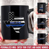 Mugs Black / 11oz Personalized Mug - State Thin Blue Line