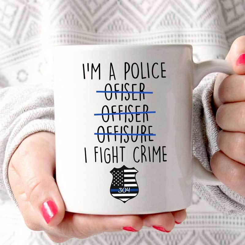 Police Fight Crime Personalized Thin Blue Line Coffee Mug