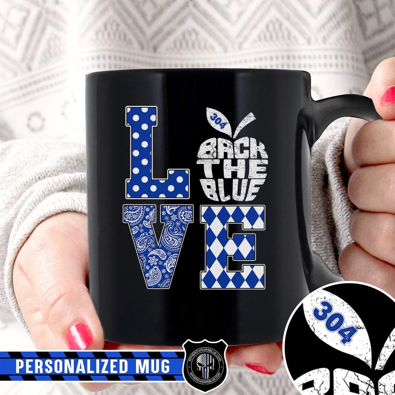 Mugs Black / 11oz Personalized Mug - TBL - Teacher Stacked Love Slogan Pattern