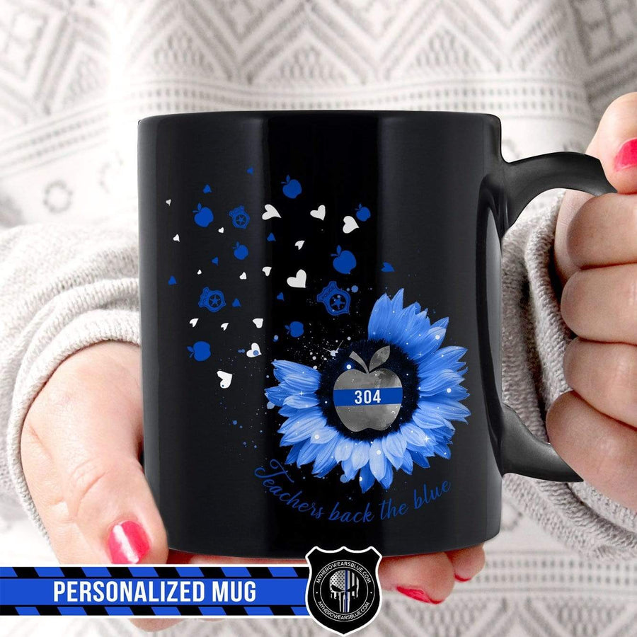 Mugs Black / 11oz Personalized Mug - TBL x Teacher - Sunflower Back The Blue