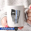 Mugs White / 11oz Personalized Mug - Thin Blue Line Distressed Flag - White Mug
