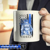 Mugs White / 11oz Personalized Mug - Thin Blue Line Flag - Deputy Sheriff Suit - White Mug