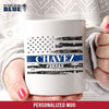 Mugs White / 11oz Personalized Mug - Thin Blue Line Flag - Name and Number