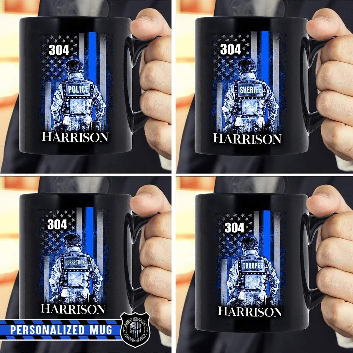 Mugs Black / 11oz Personalized Mug - Thin Blue Line Hero Suit
