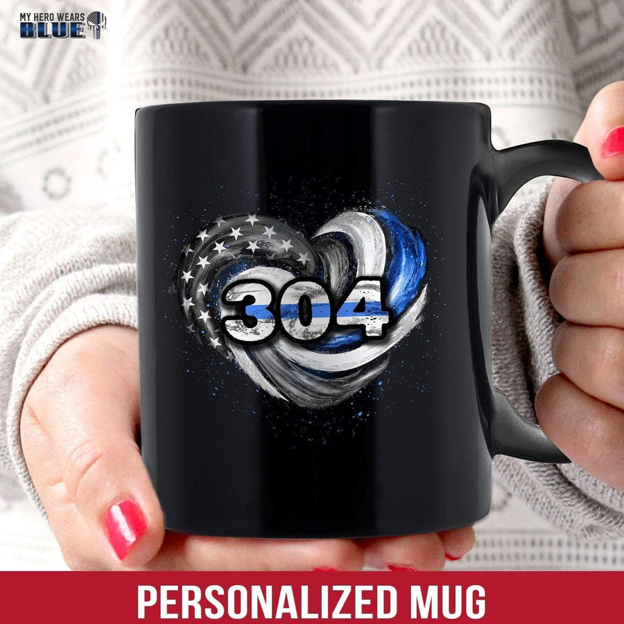 Mugs Black / 11oz Personalized Mug - Thin Blue Line Hurricane Heart