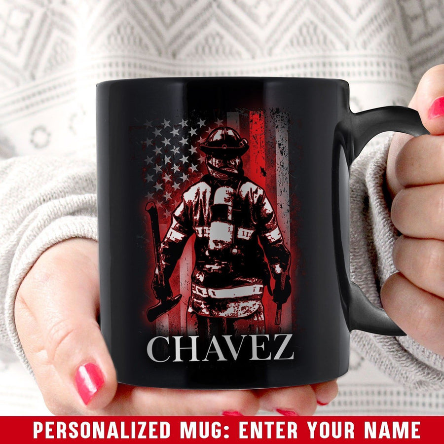Mugs Black / 11oz Personalized Mug - Thin Red Line Bunker Gear