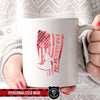 Mugs White / 11oz Personalized Mug - Thin Red Line Distressed Flag - White Mug