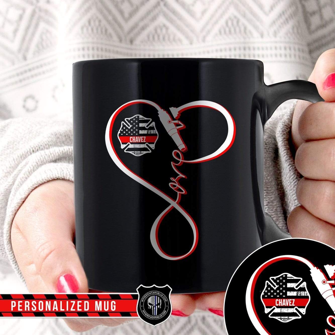 Mugs Black / 11oz Personalized Mug - TRL - Infinity Love Fire Hose