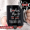 Mugs Black / 11oz Personalized Mug - TRL - Rocking Teacher Fire Wife