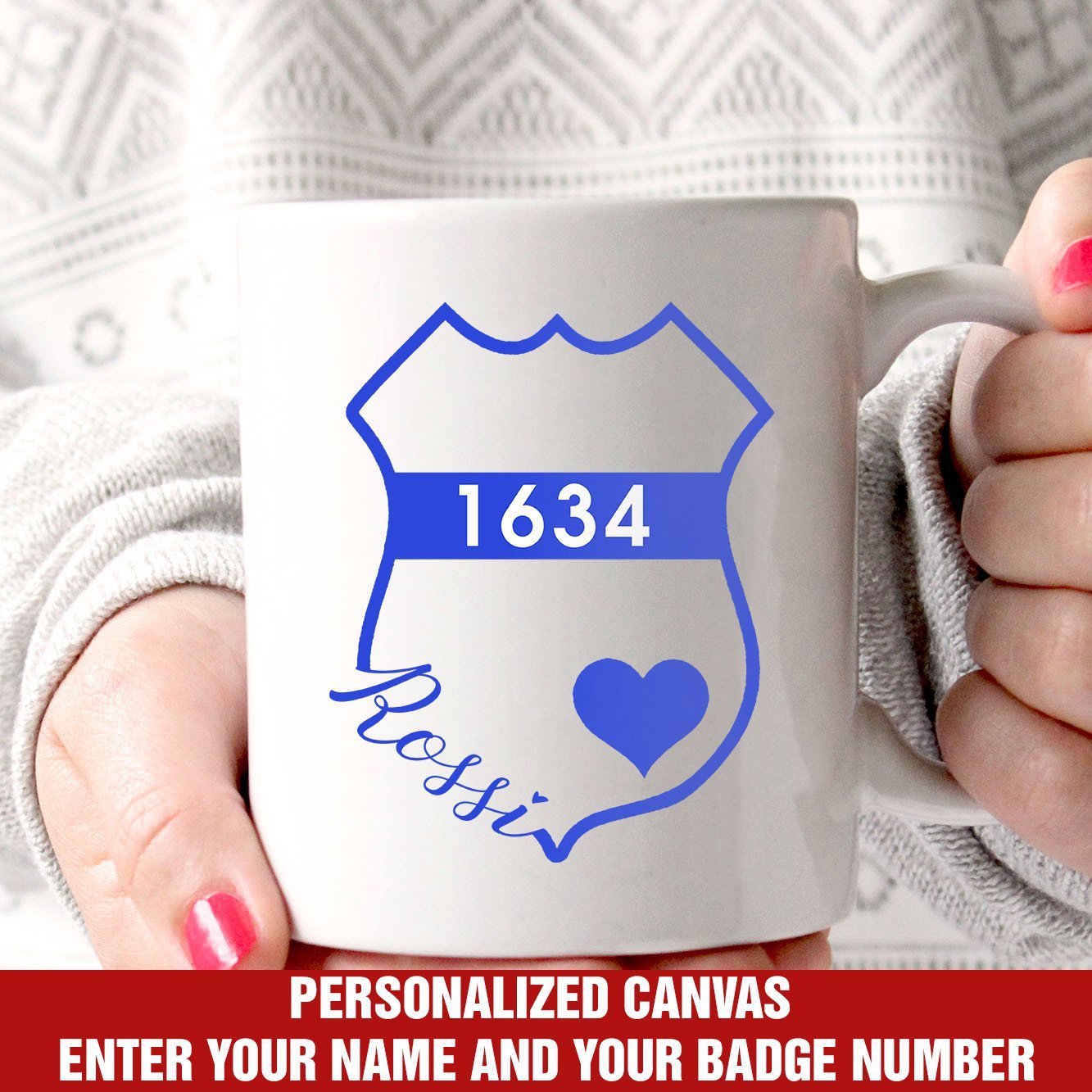 Mugs Personalized - Police Badge Outline - Mug