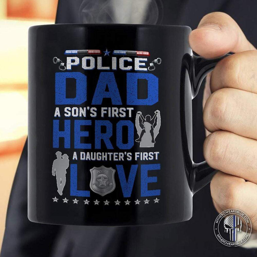 Mugs Black / 11oz Police Dad Son's First Hero Mug - Coffee Mug