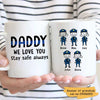 Daddy Stay Safe Always Father's Day Gift Personalized Thin Blue Line Coffee Mug (5-9 Kids)
