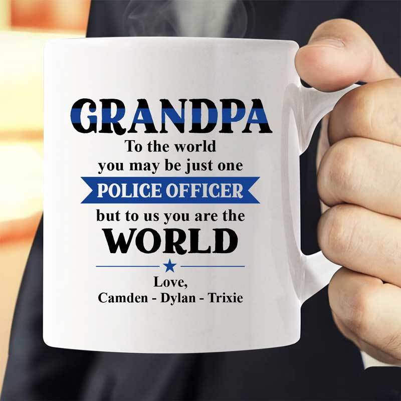 Police Grandpa Is The World Personalized Thin Blue Line Coffee Mug