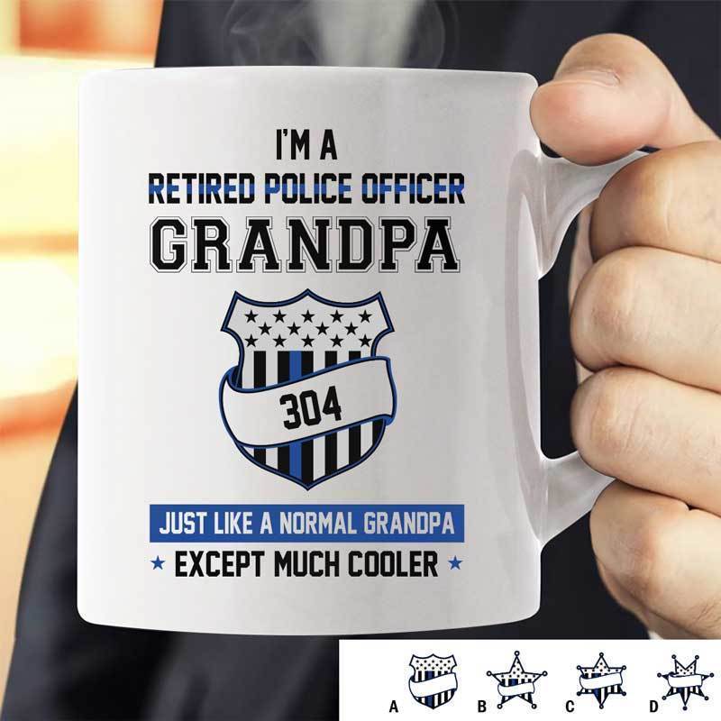 Police Officer Grandpa Much Cooler Thin Blue Line Personalized Coffee Mug