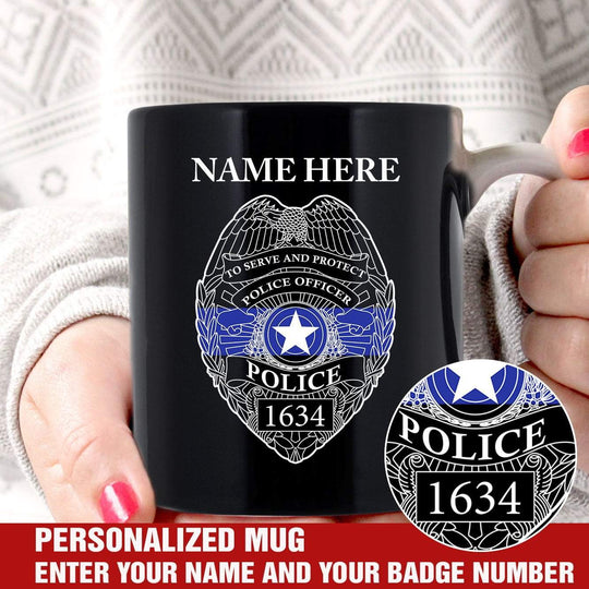 Mugs Police Officer Personalized Black Mug