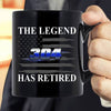 Police The Legend Has Retired Shadow Flag Personalized Thin Blue Line Coffee Mug