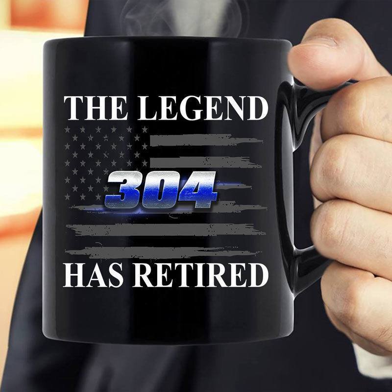 Police The Legend Has Retired Shadow Flag Personalized Thin Blue Line Coffee Mug