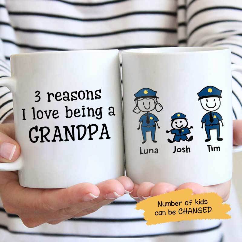 Reasons I Love Being A Grandpa Personalized Thin Blue Line Coffee Mug