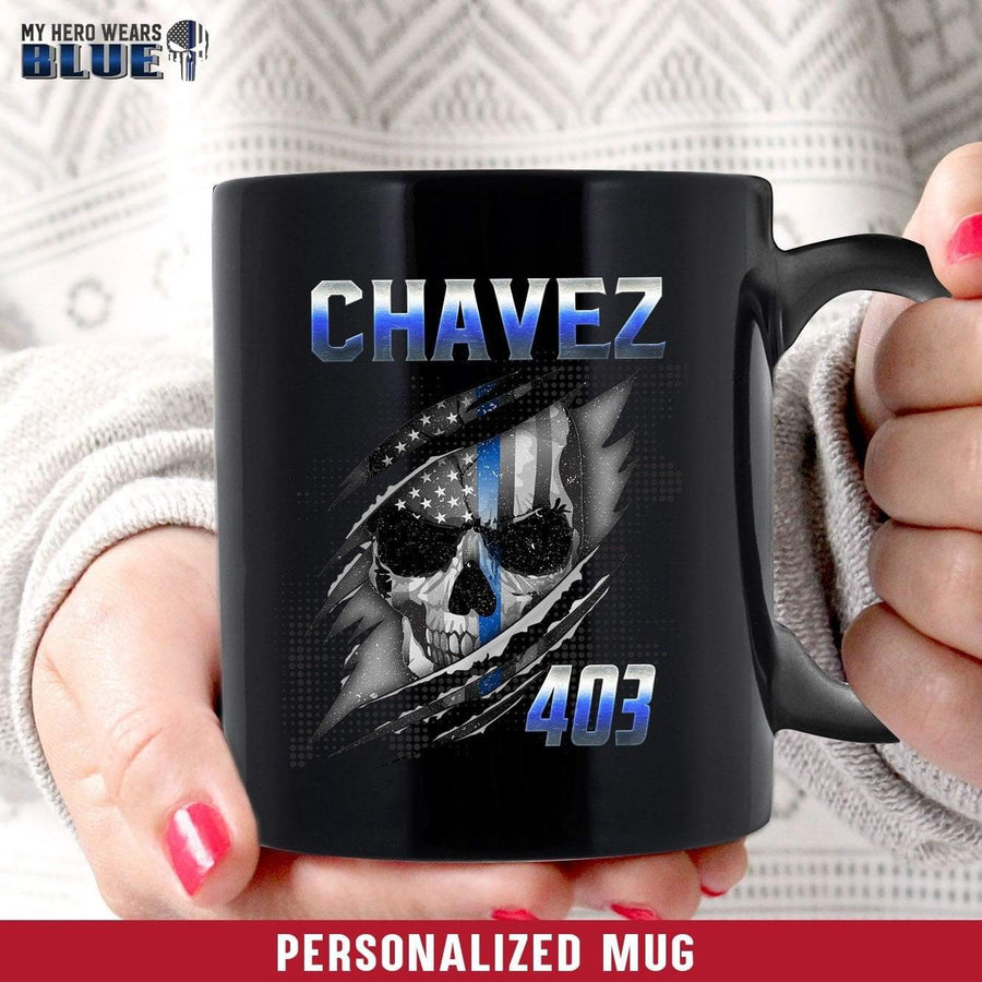 Mugs Black / 11oz Ripped Flag Skull - Personalized Mug