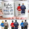 Rockin‘ The Police Wife And Teacher Life Personalized Thin Blue Line Coffee Mug