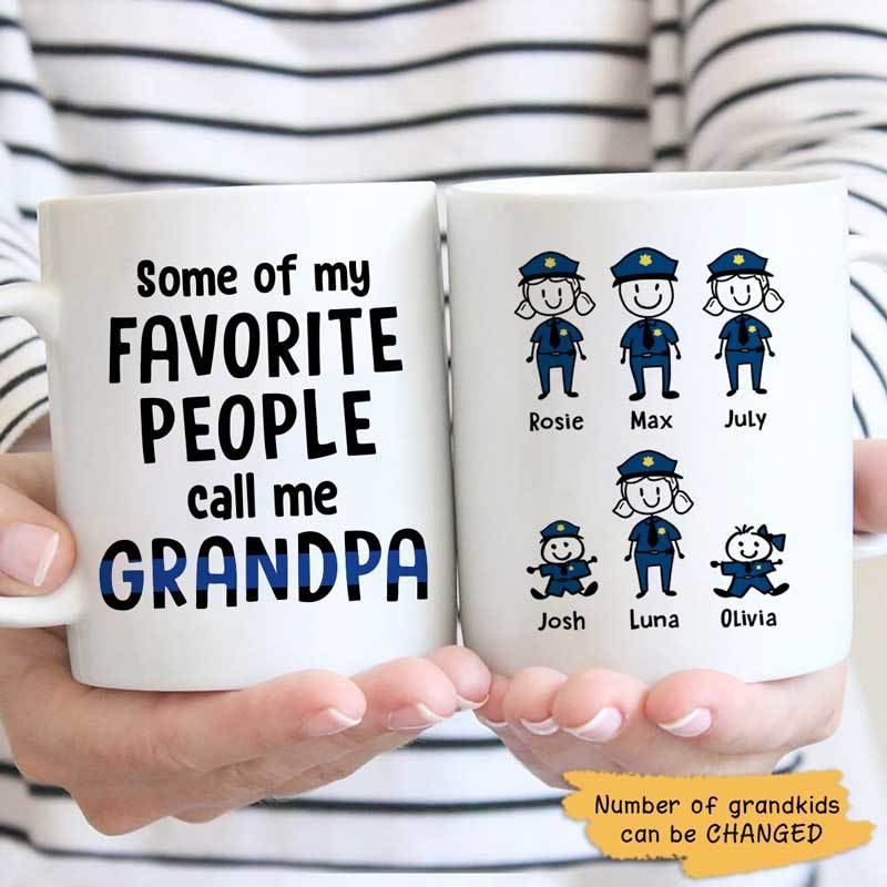 Some Of My Favorite People Calls Me Grandpa Personalized Thin Blue Line Coffee Mug