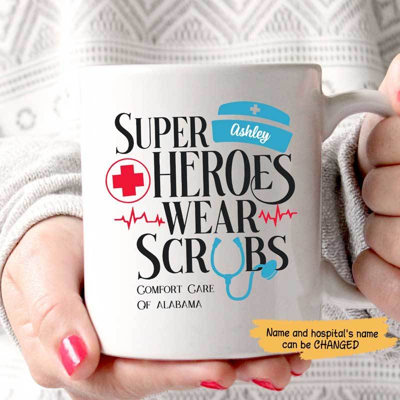 Superheroes Wear Scrubs Personalized Mug