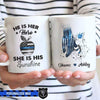 He Is His Hero Police And Teacher Couple Thin Blue Line Personalized Coffee Mug