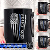 Distressed Flag Police Mom Thin Blue Line Personalized Coffee Mug
