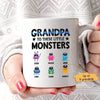 Grandpa To Little Monsters Personalized Thin Blue Line Coffee Mug