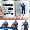 Mother And Son The Legend The Legacy Personalized Thin Blue Line Coffee Mug