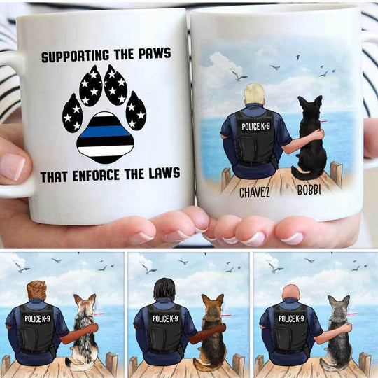 Police K9 Unit Partner Personalized Thin Blue Line Coffee Mug