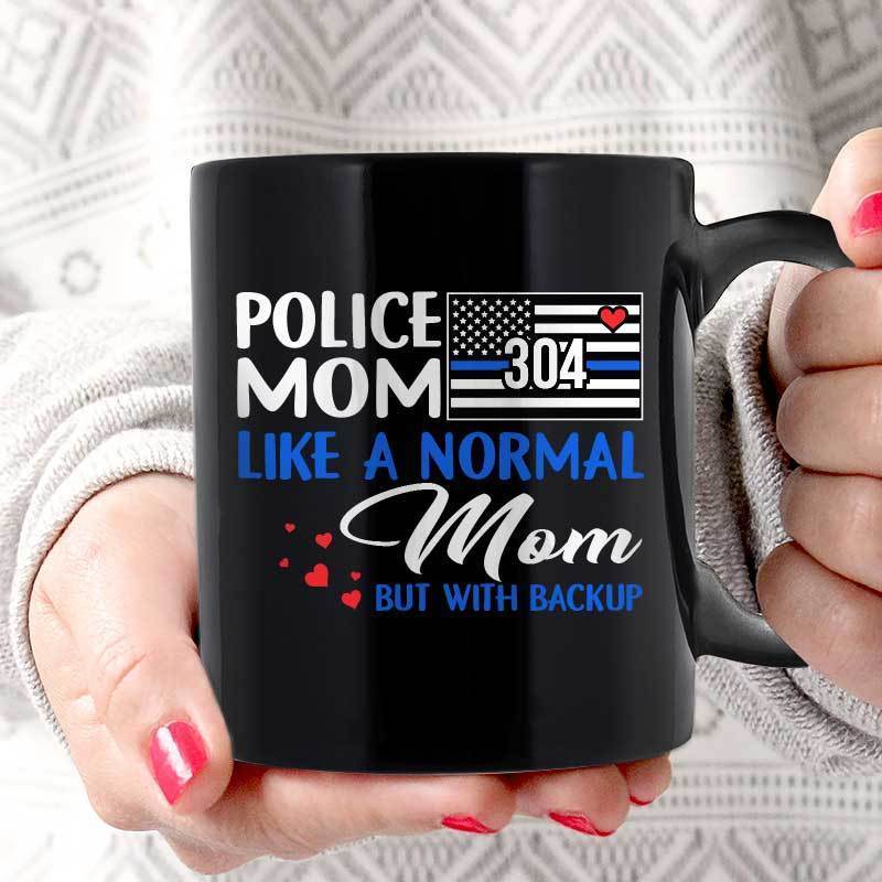 Police Mom With Backup Personalized Thin Blue Line Coffee Mug