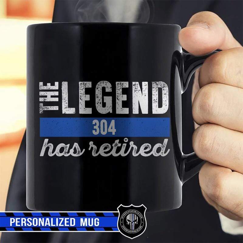 The Legend Has Retired Personalized Thin Blue Line Coffee Mug