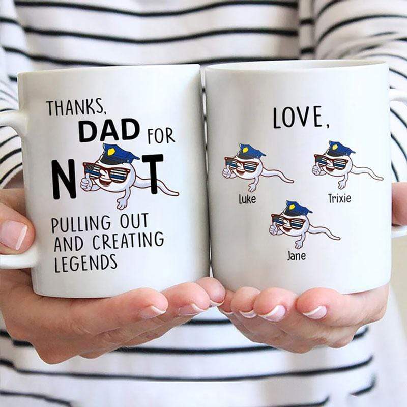 Thank You Dad For Creating Legends Personalized Thin Blue Line Coffee Mug