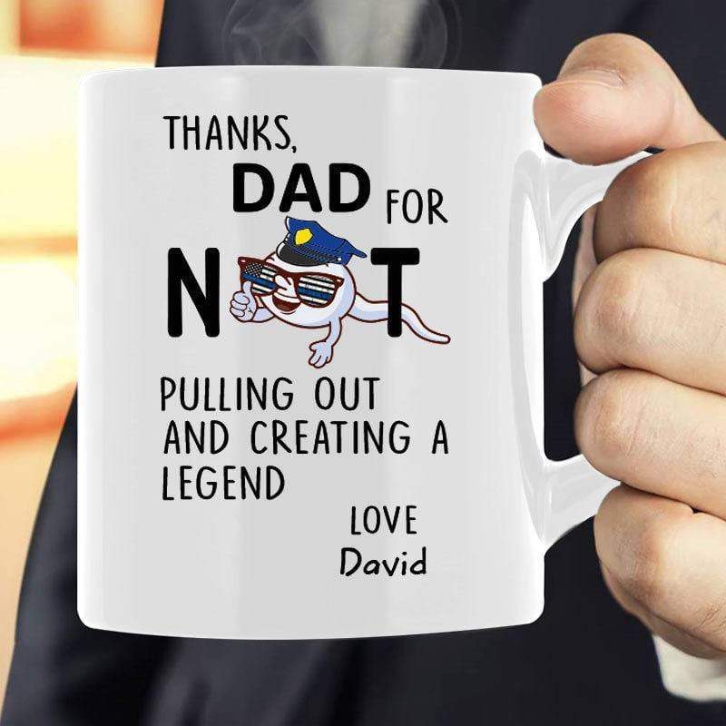 Father's Day Gift Thank You Dad Police Personalized Thin Blue Line Coffee Mug