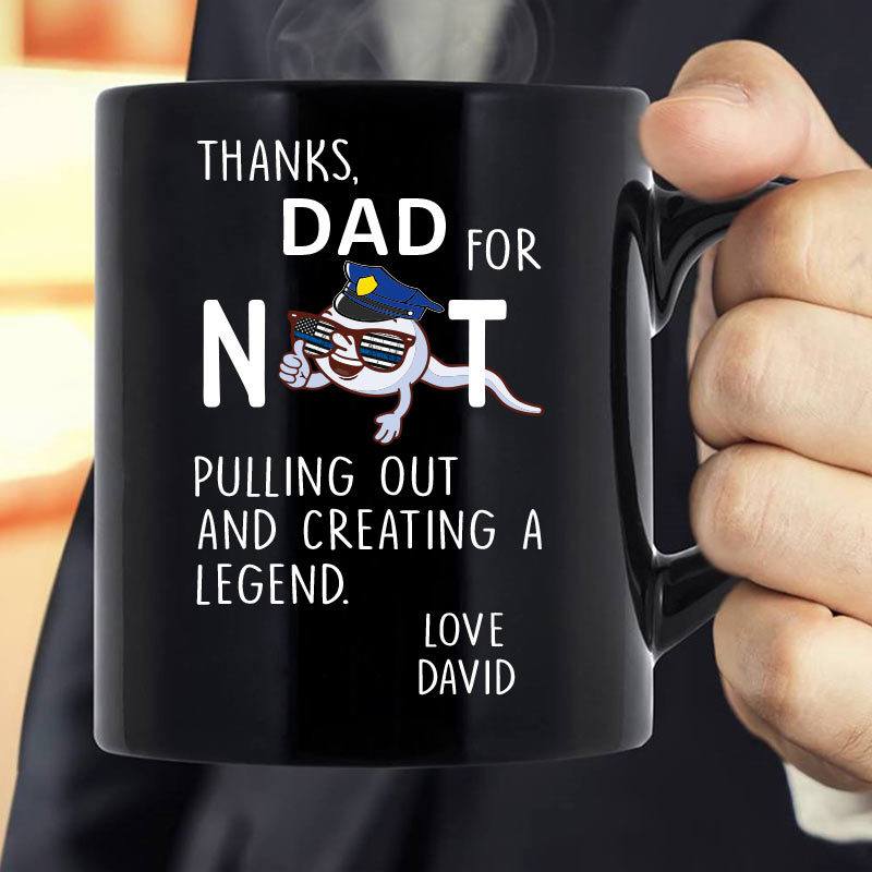 Father's Day Gift Thank You Dad Police Personalized Thin Blue Line Coffee Mug