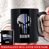 Mugs Black / 11oz Thin Blue Line Punisher Personalized Black Mug