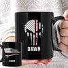 Thin Red Line Punisher Personalized Black Firefighter Coffee Mug