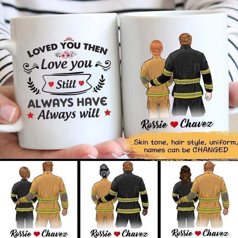 Both Firefighters Couple Personalized Thin Red Line Coffee Mug