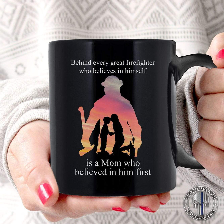 Mugs Black / 11oz TRL - Mom Behind Firefighter Mug