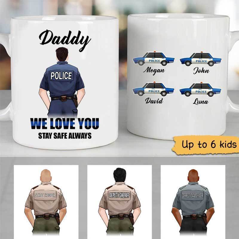 We Love You Daddy Police Cars Personalized Thin Blue Line Coffee Mug
