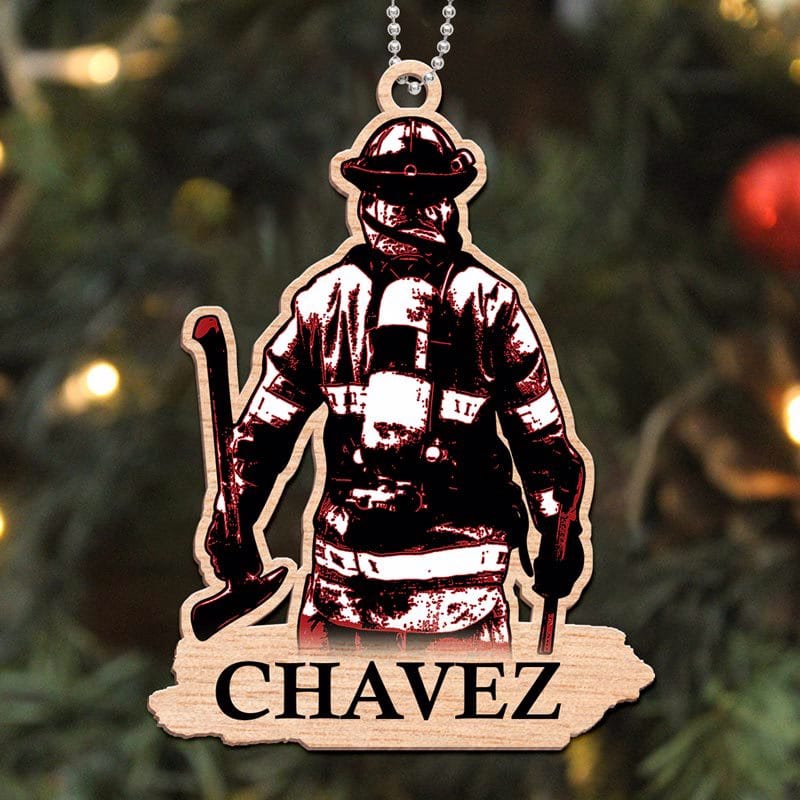 Ornament Custom Shape Firefighter Christmas Personalized Wooden Ornament