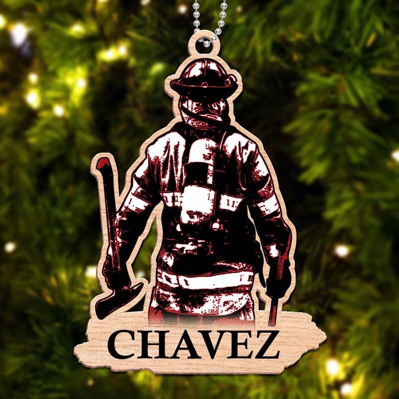 Ornament Custom Shape Firefighter Christmas Personalized Wooden Ornament