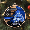 Ornament Custom Shape Half Thin Blue Line Flag Police Suit Personalized Wooden Ornament