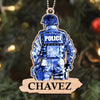 Ornament Custom Shape Police Suit Christmas Personalized Wooden Ornament