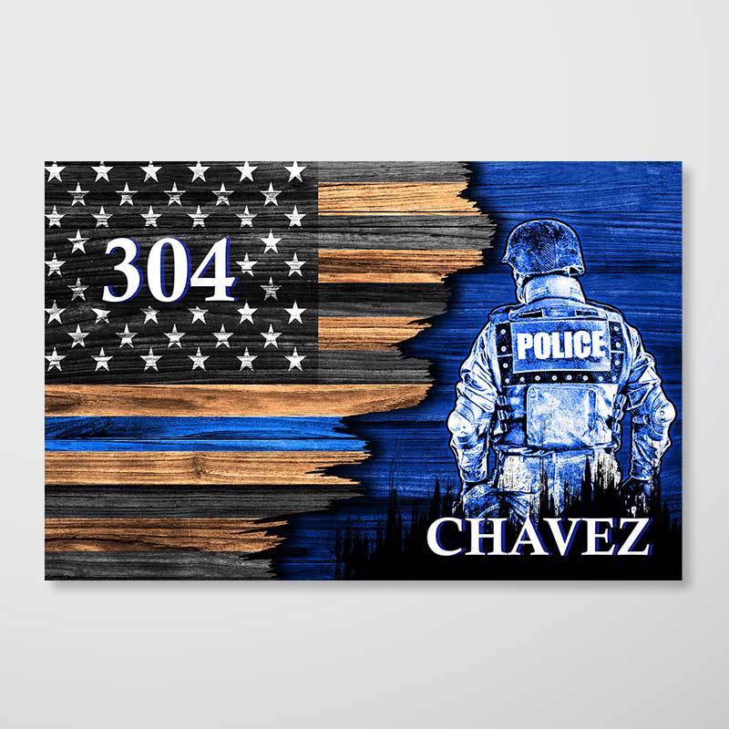 Poster Half Flag - Police Officer Suit - Personalized Horizontal Poster