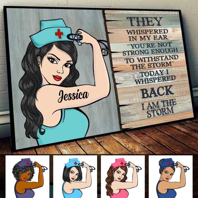 Poster 18x12 Half Nurse Wood Texture Personalized Horizontal Poster