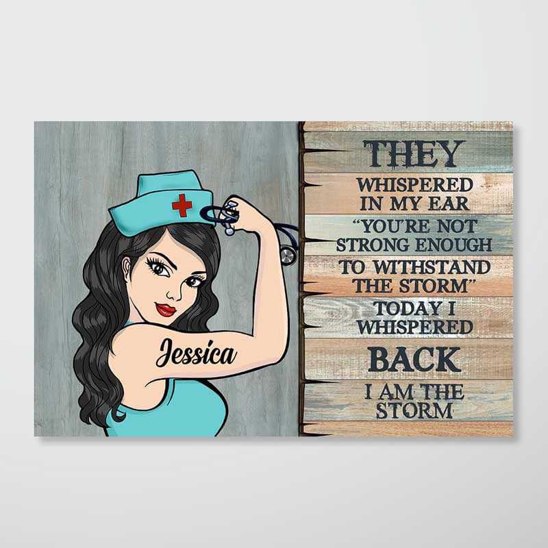 Half Nurse Wood Texture Personalized Horizontal Poster